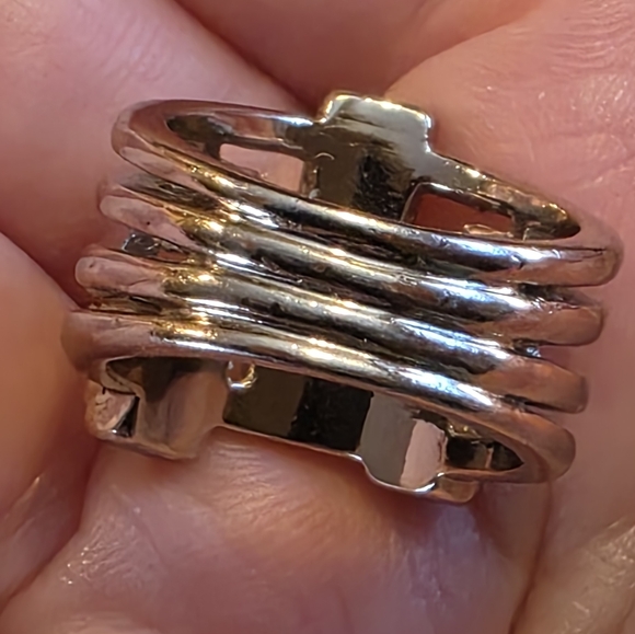 Silver Faux Gemstone Stack Ring Sz 7 - Picture 3 of 4